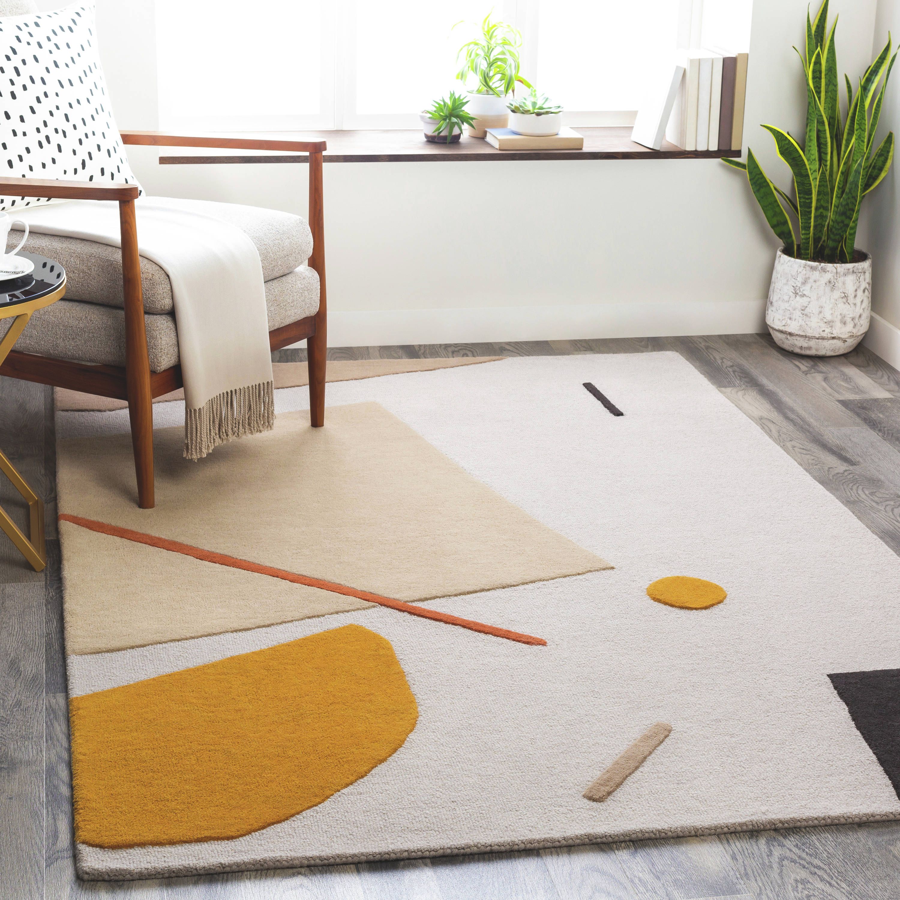 Emma Black Wool Hand-Tufted Rectangular Area Rug 2' x 3'