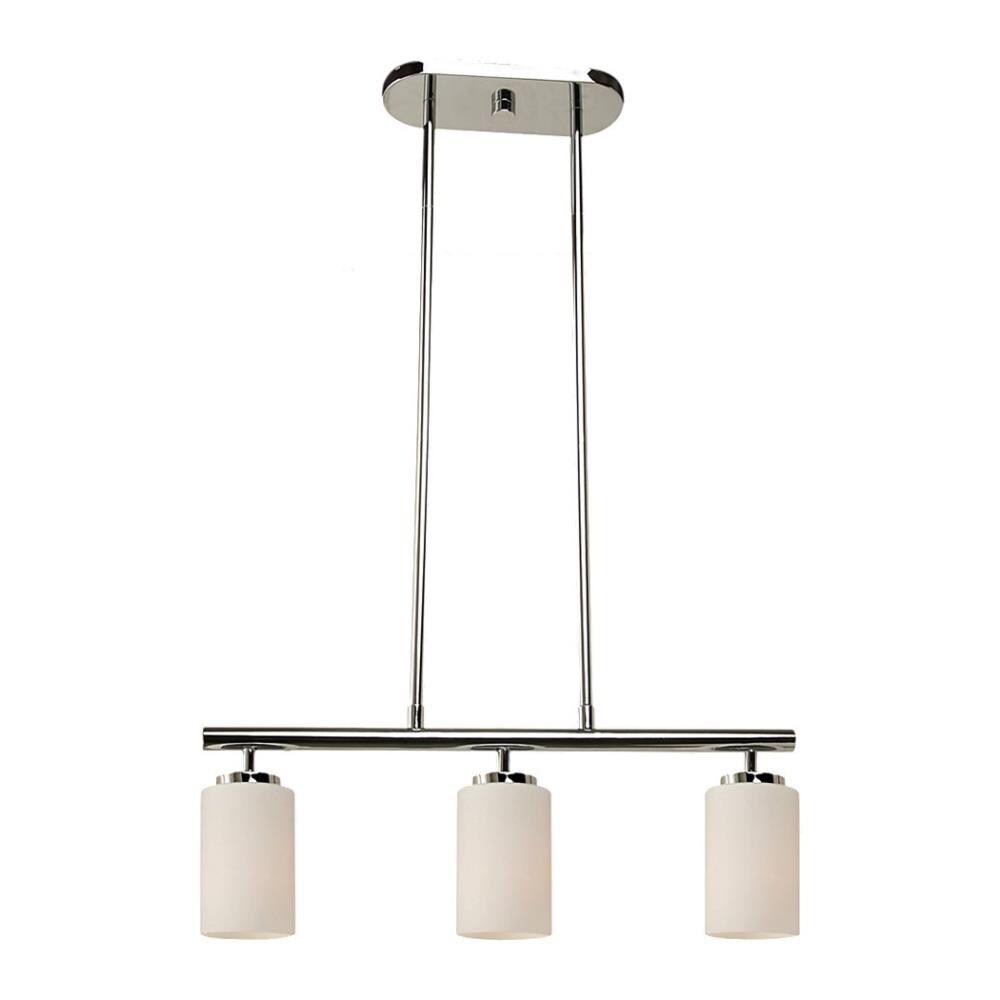 Oslo Chrome Three-Light Island Pendant with Opal Glass Shades