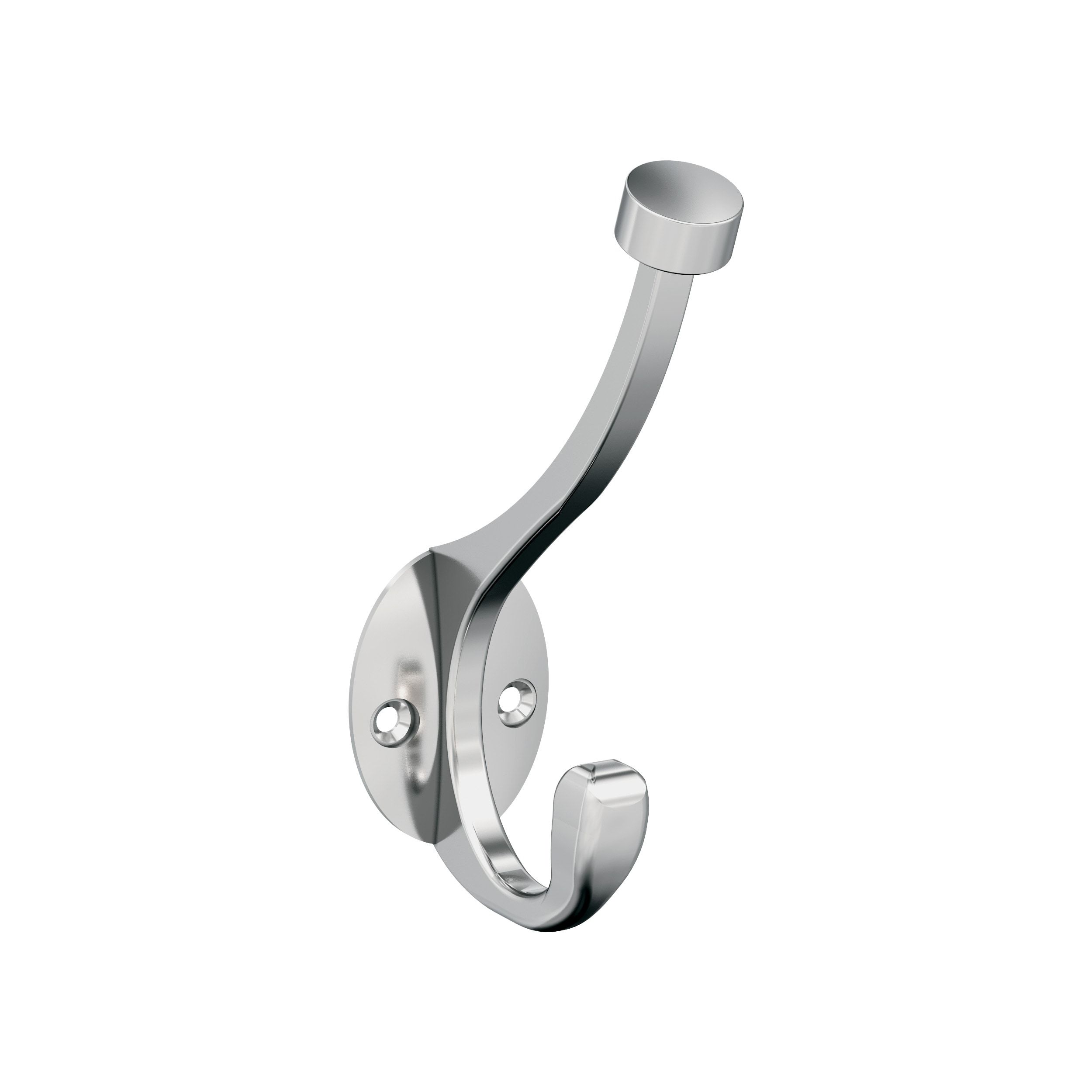 Polished Chrome Double Prong Decorative Wall Hook
