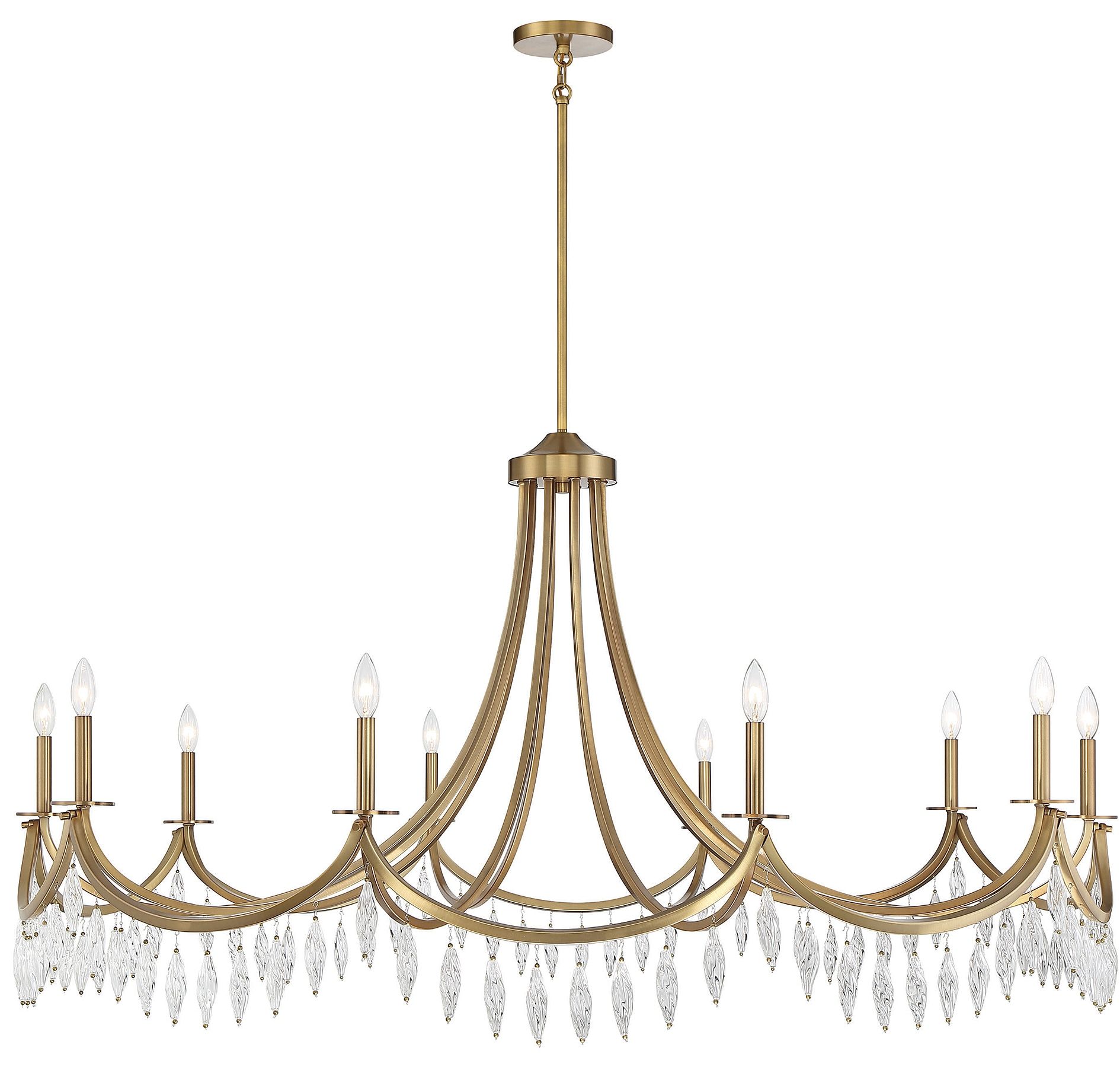 Vintage Glam Warm Brass Crystal 10-Light Chandelier