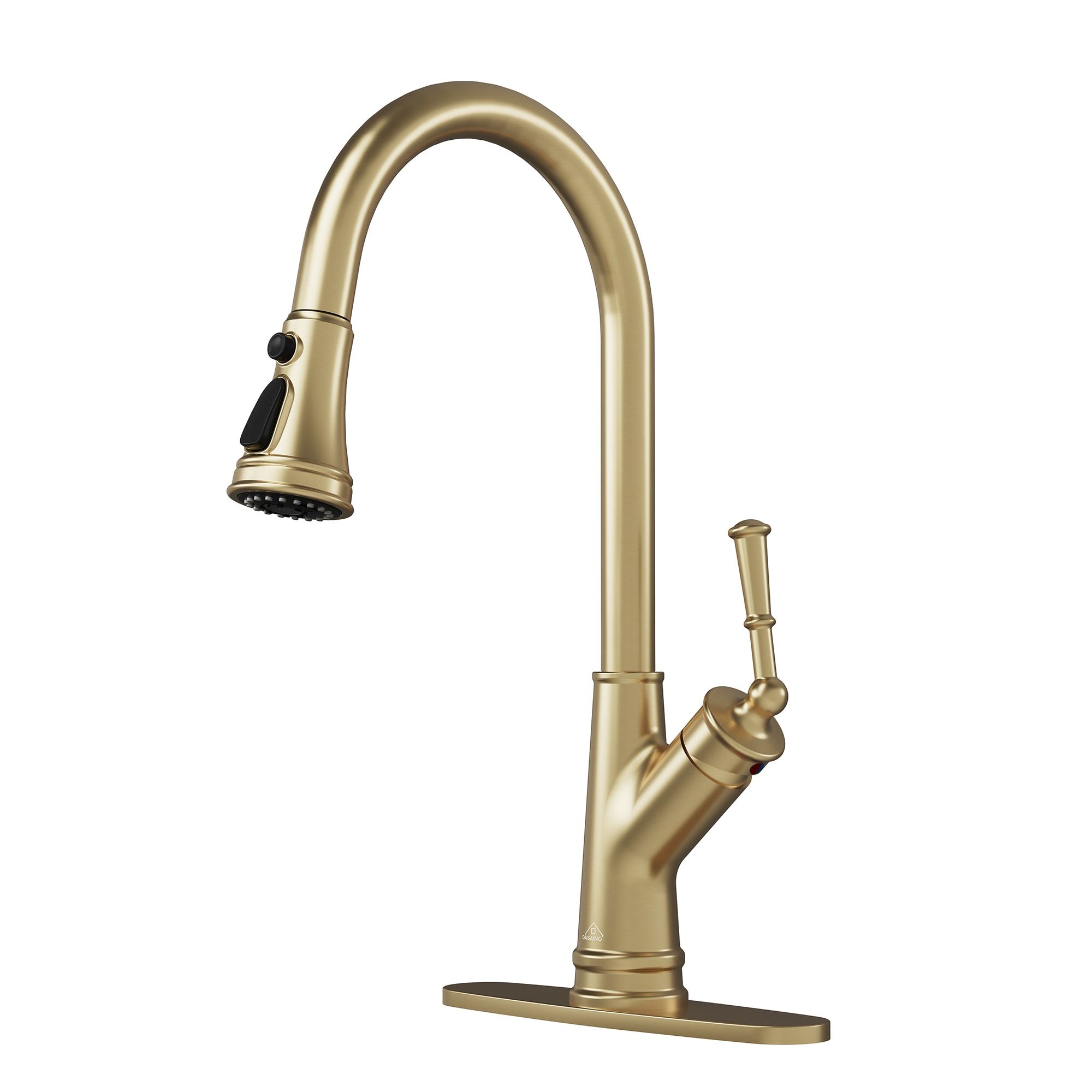 Brushed Gold Single Handle Pull-Out Kitchen Faucet with Sprayer