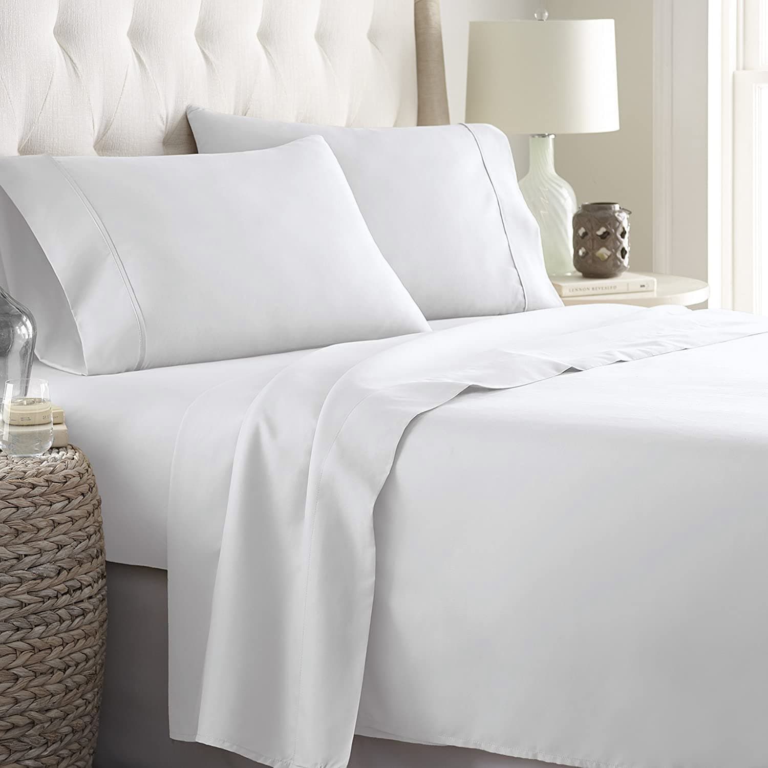 Cool & Crisp 100% Cotton Percale Full Sheet Set in White