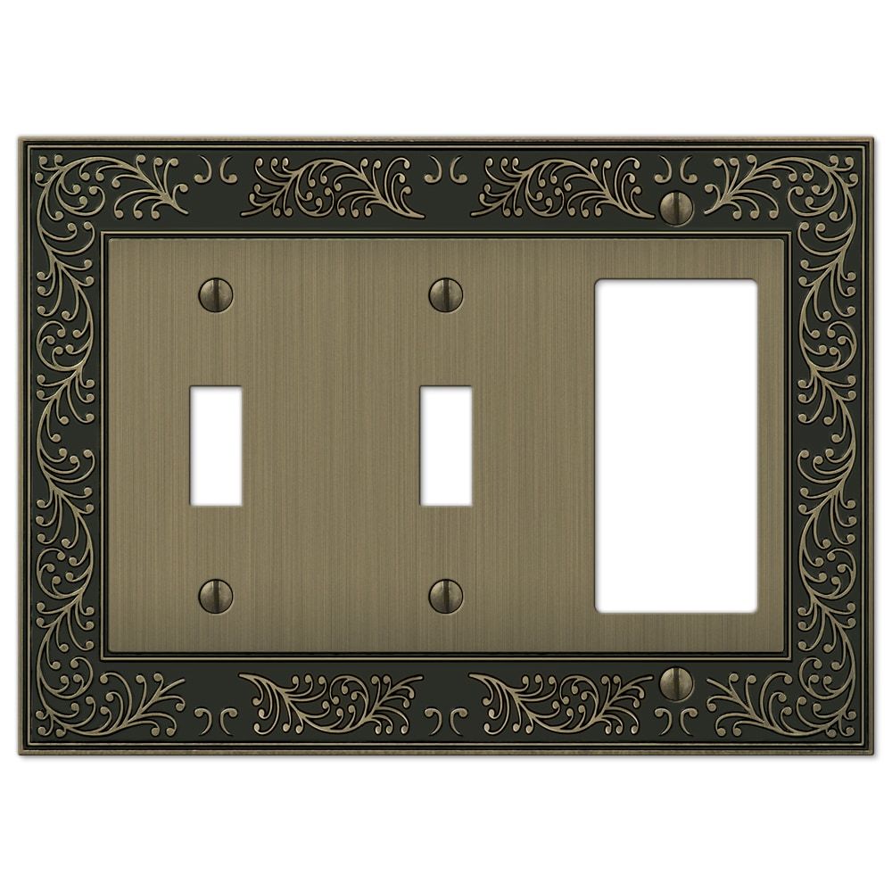 Brushed Brass 3-Gang Double Toggle Single Rocker Metal Wall Plate