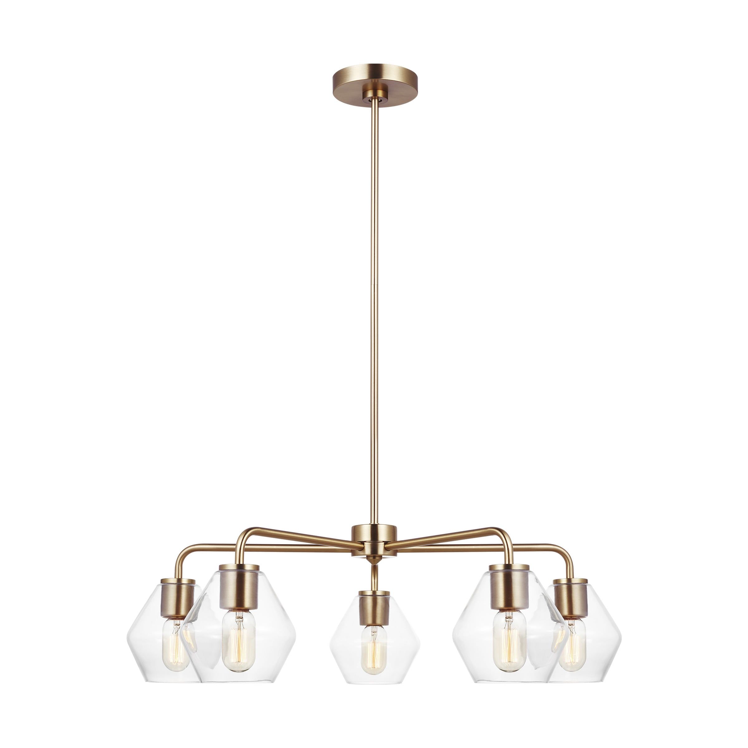 Satin Brass Jett 5-Light Industrial Farmhouse Outdoor Chandelier