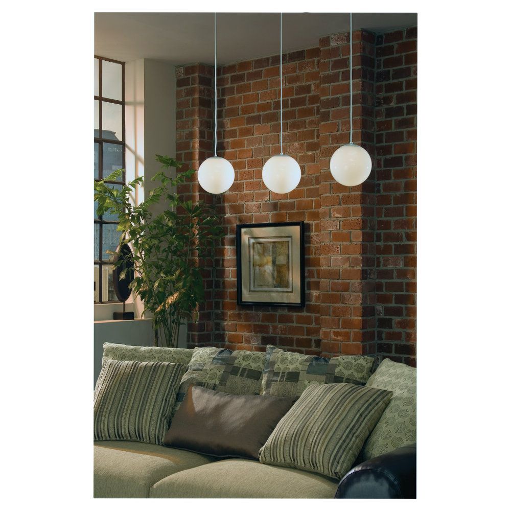 Satin Aluminum Globe Pendant with Smooth White Glass Shade