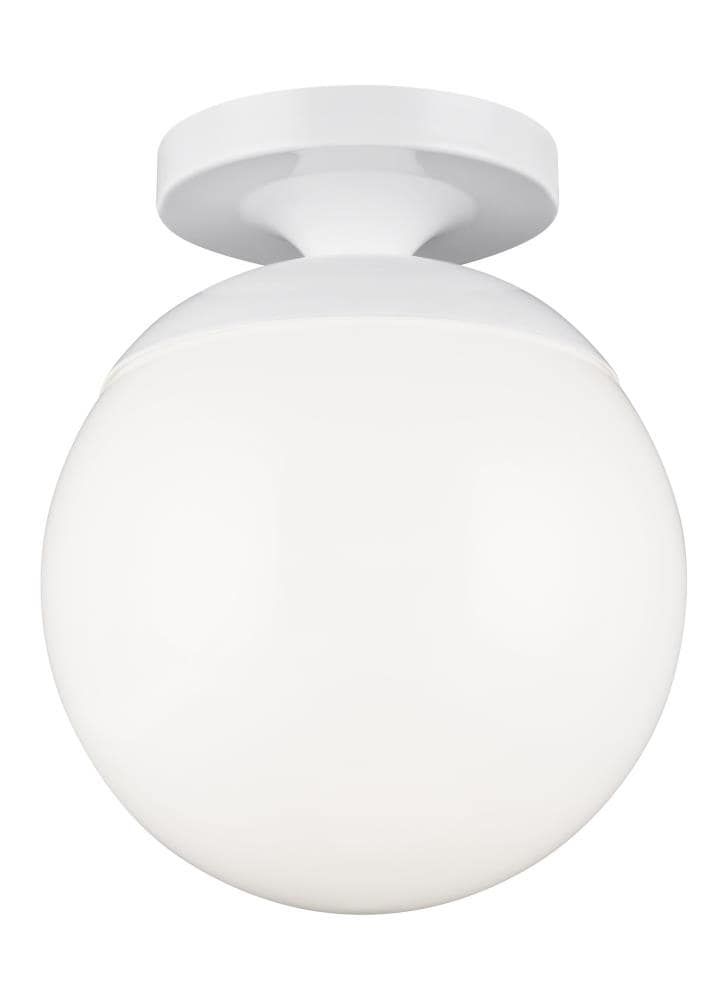 Leo Contemporary White Brass 8" Globe Semi-Flush Light