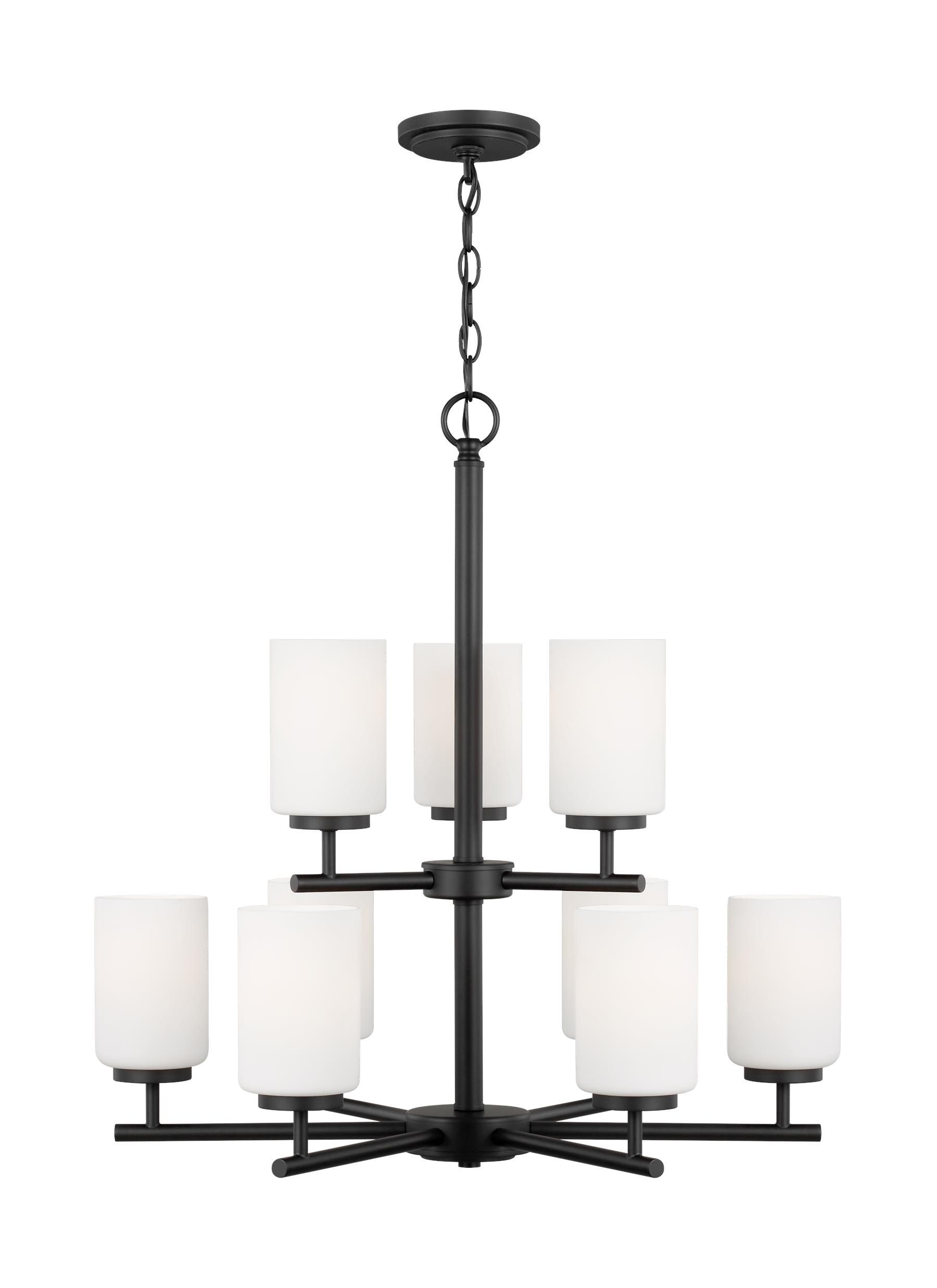 Oslo 26" Black Steel Chandelier with Opal Glass Shades