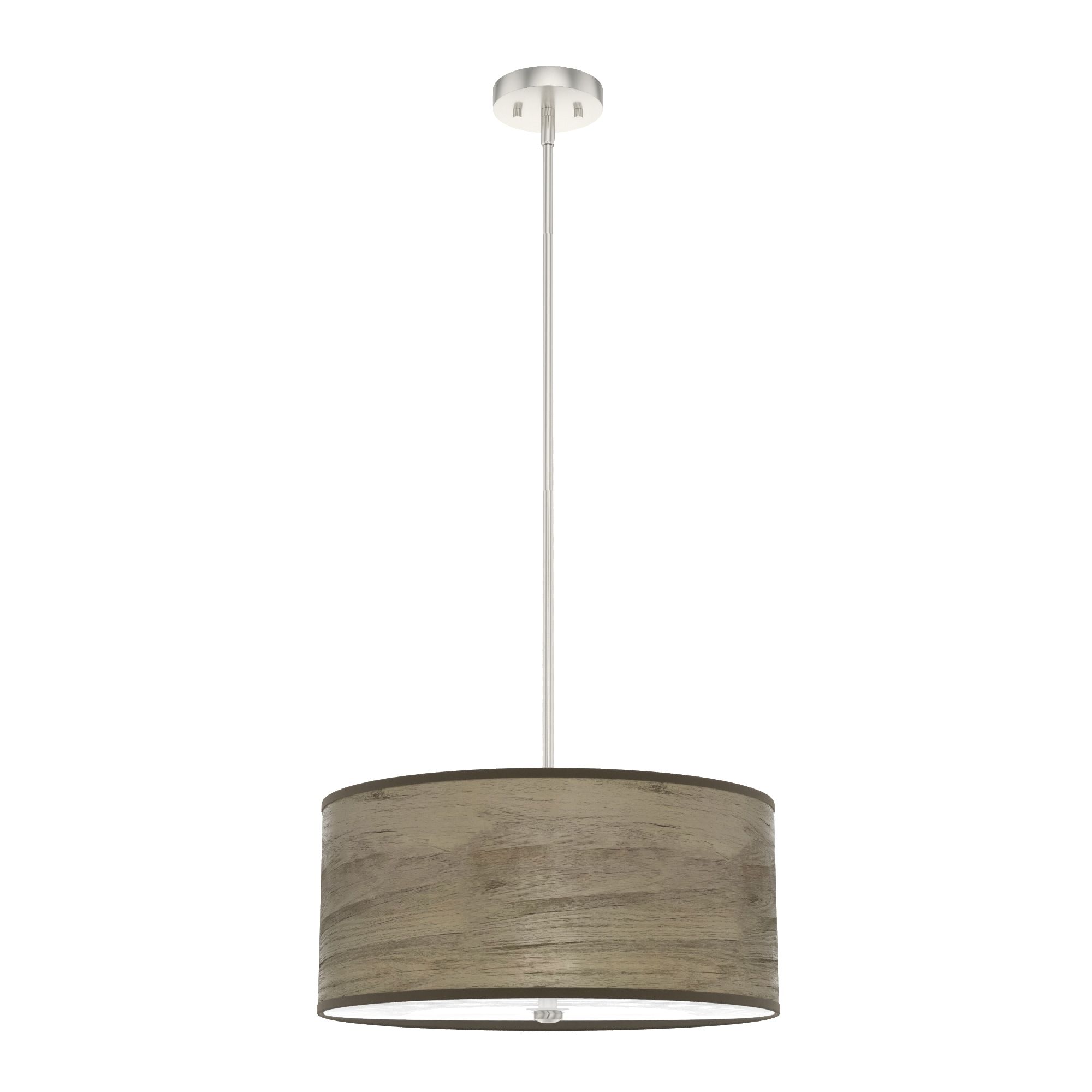 Solhaven Warm Grey Oak Drum Pendant with Nickel Accents