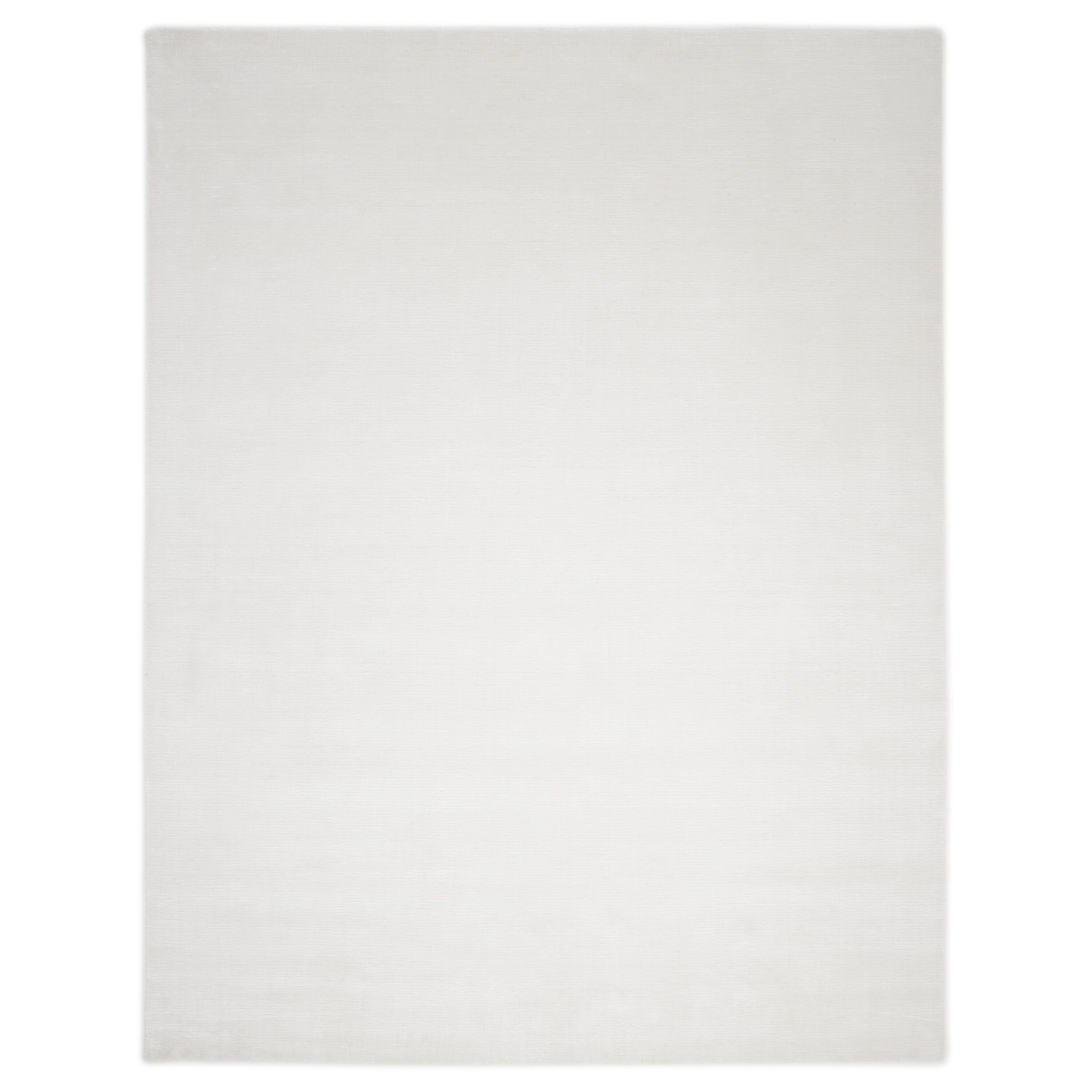Handmade White Rectangular Wool and Cotton 9' x 12' Area Rug