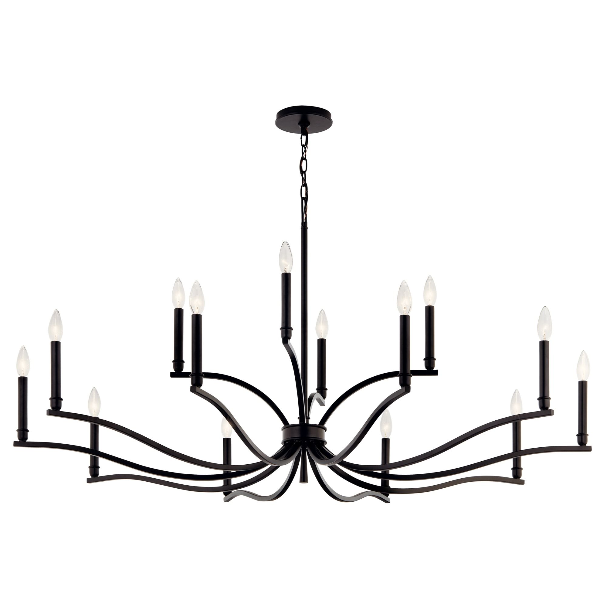 Malene Black 14-Light 2-Tier Candle Chandelier