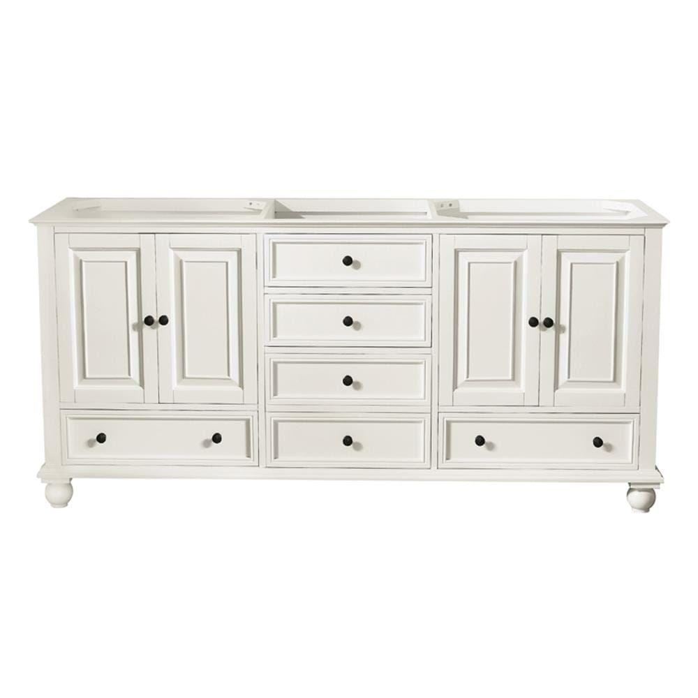 French White Solid Wood Double Freestanding Vanity, 72-inch