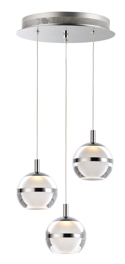 Polished Chrome 3-Light LED Globe Pendant with Acrylic Shade