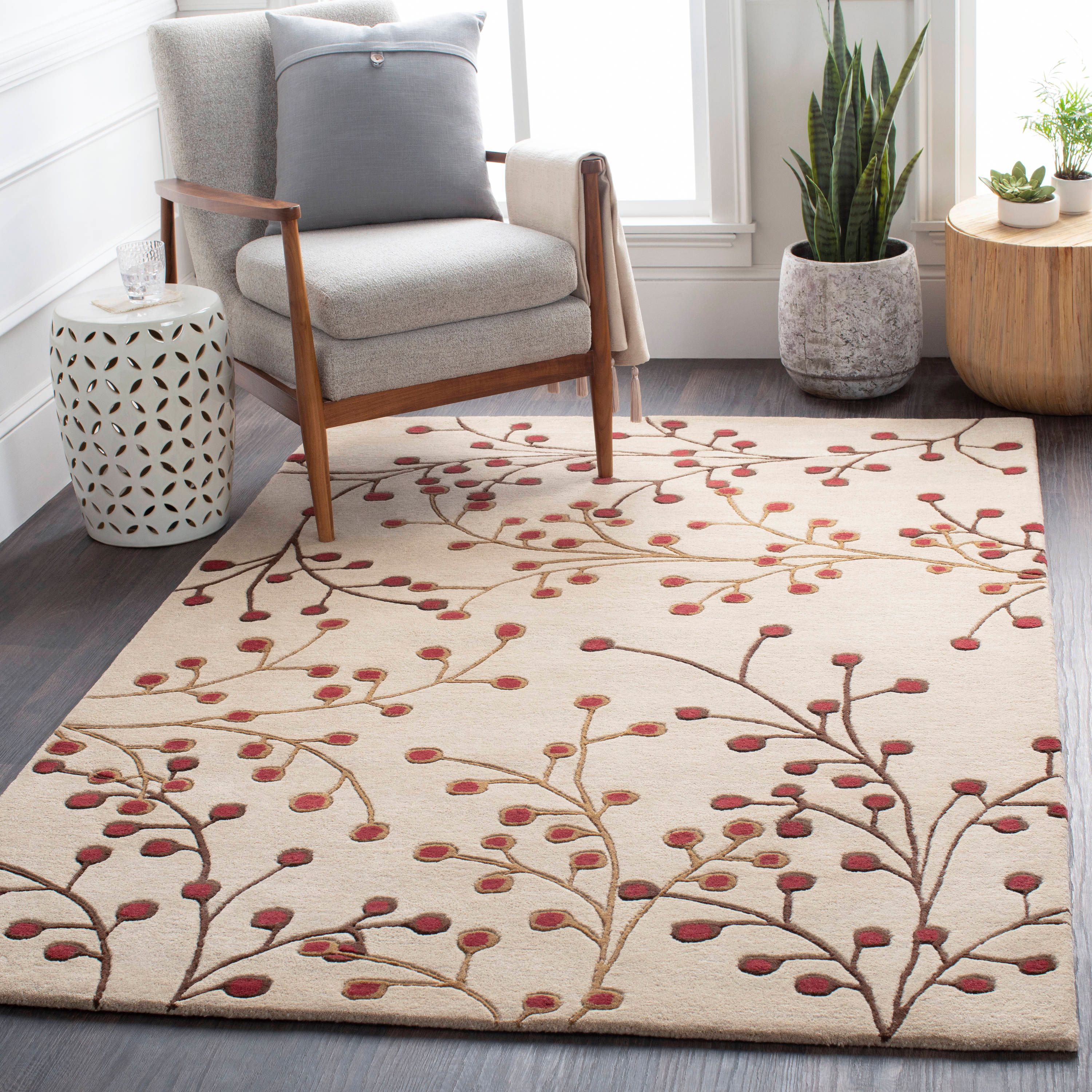 Hand-Tufted Athena Gray Wool Rectangular 2' x 3' Area Rug
