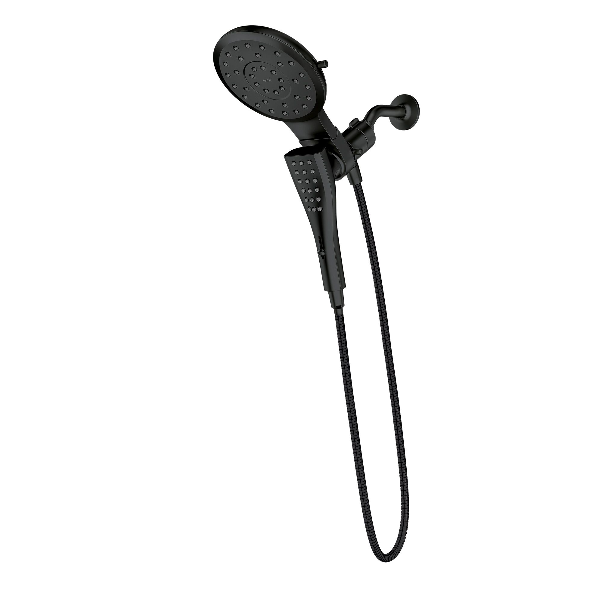 Matte Black Rain Showerhead and Handshower with Magnetix Docking