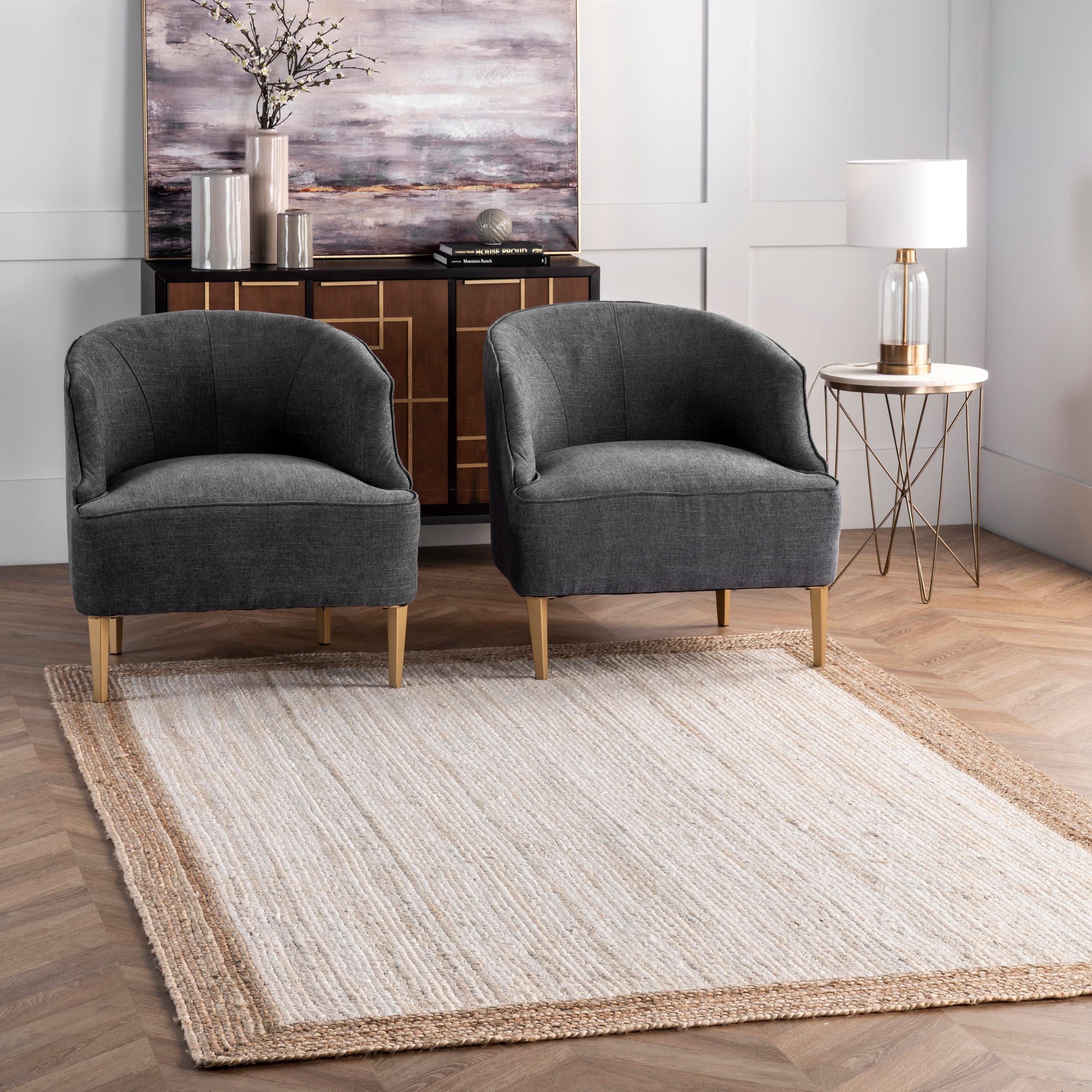 Handmade Braided Jute Rectangular Rug - White, 6' x 9'