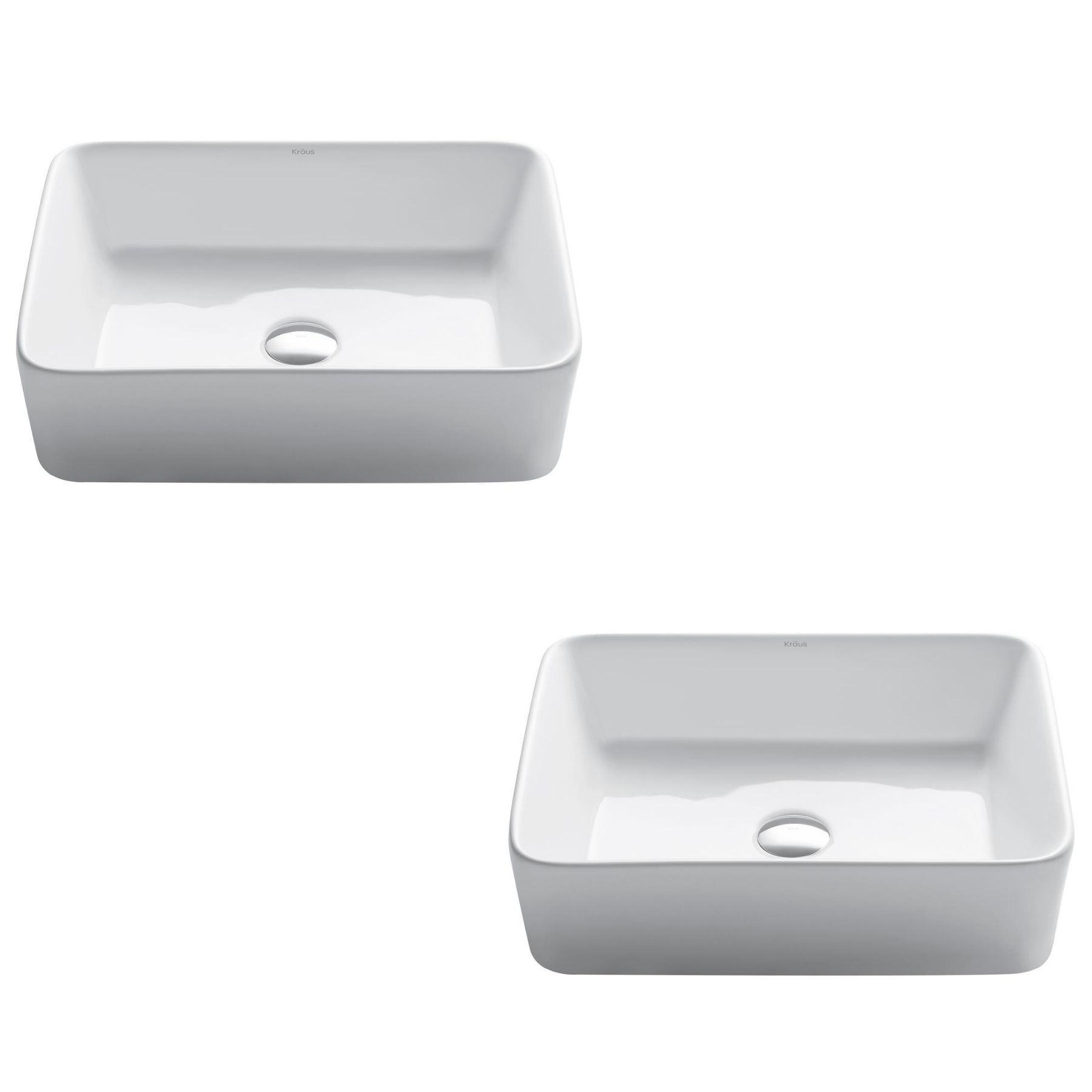 Elavo White Ceramic Rectangular Vessel Bathroom Sink, 19.2 x 15.2 Inches