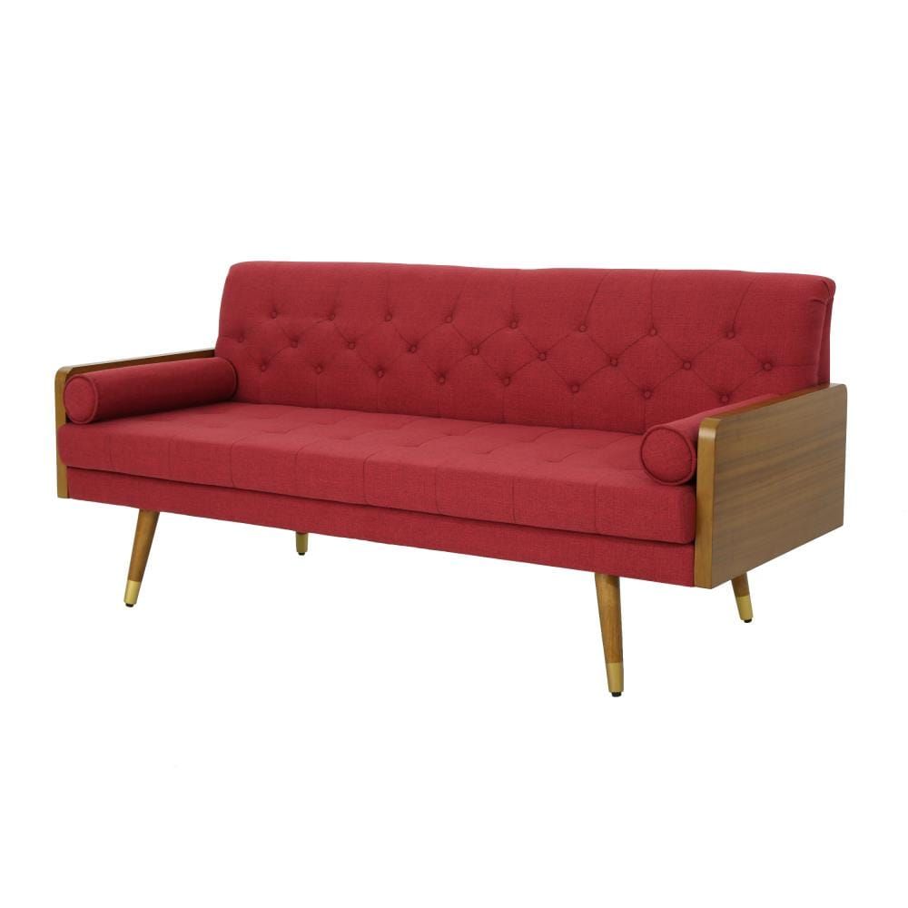 Jalon 72.25" Red Polyester Midcentury Modern Sofa