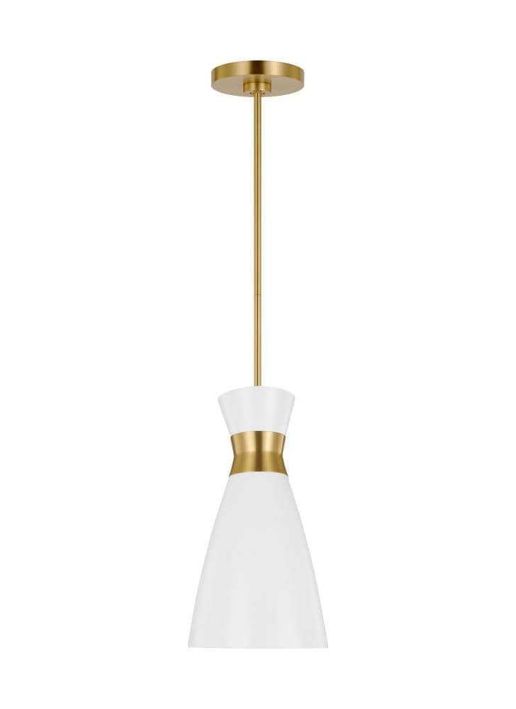 Heath Chic Burnished Brass & Matte White 1-Light Indoor/Outdoor Pendant