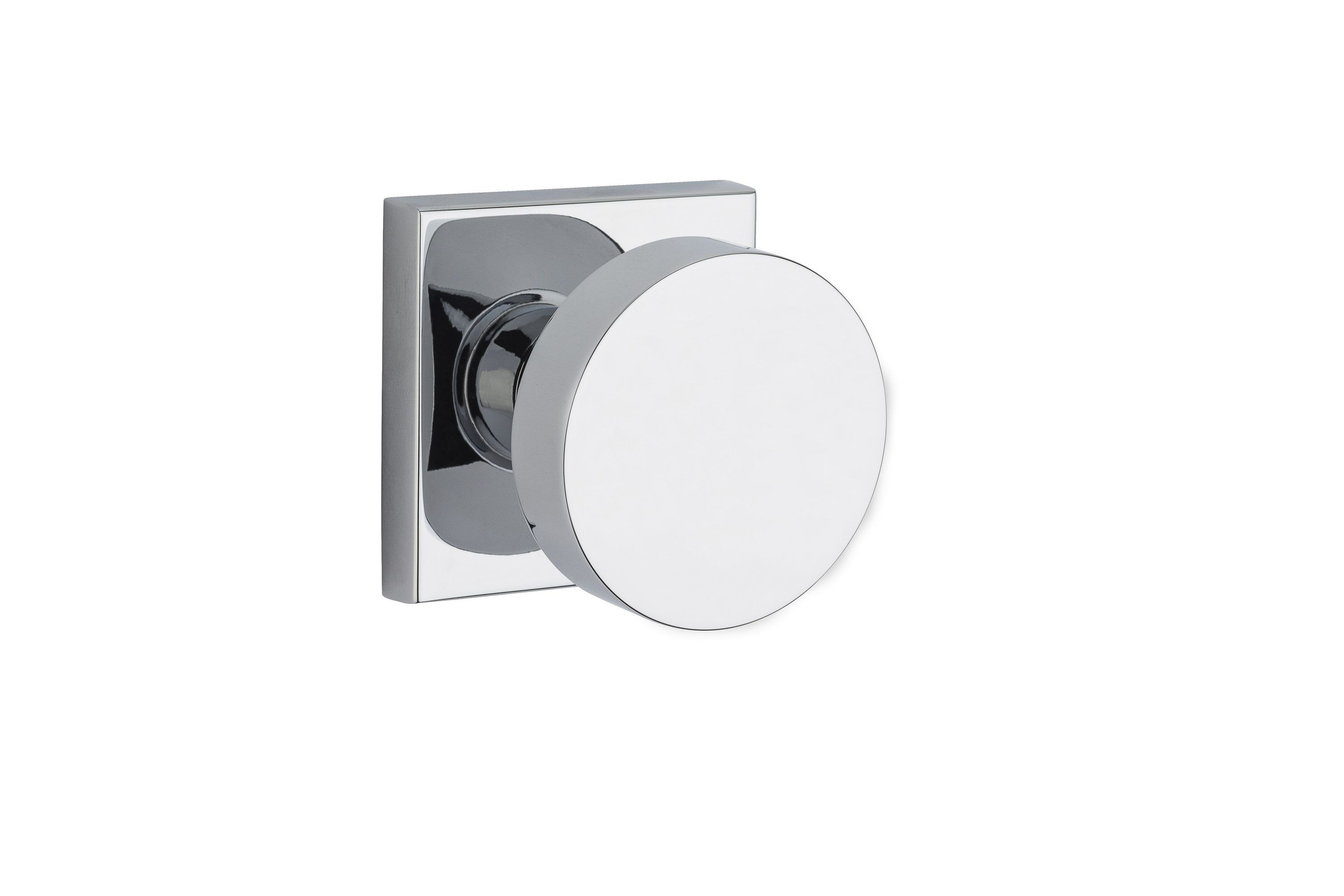 Bright Chrome Contemporary Passage Door Knob with Square Rose