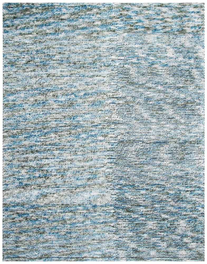 Blue and Ivory Hand-Tufted Wool Rectangular 6' x 9' Area Rug