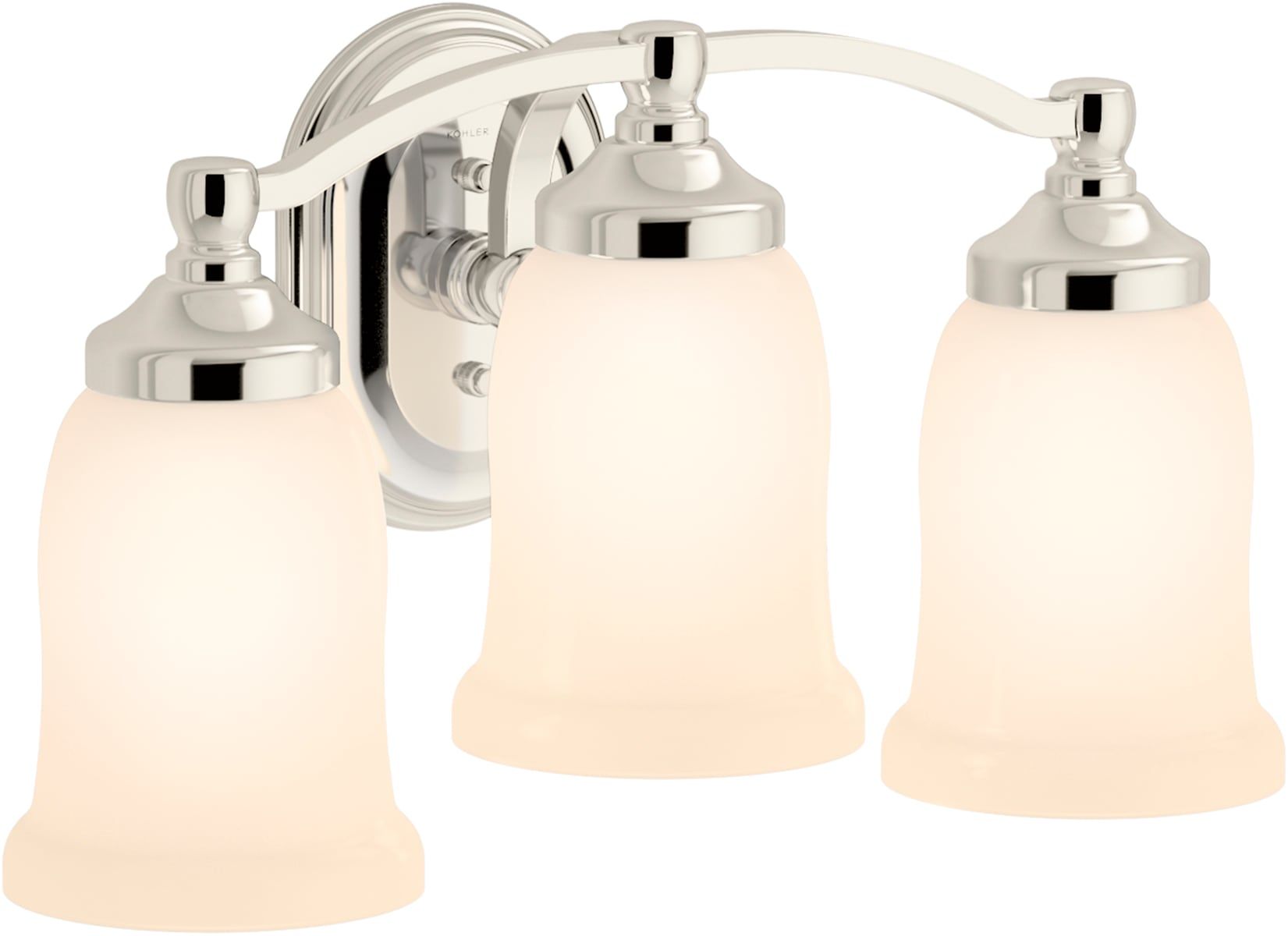 Polished Nickel 3-Light Frosted Glass Bathroom Sconce