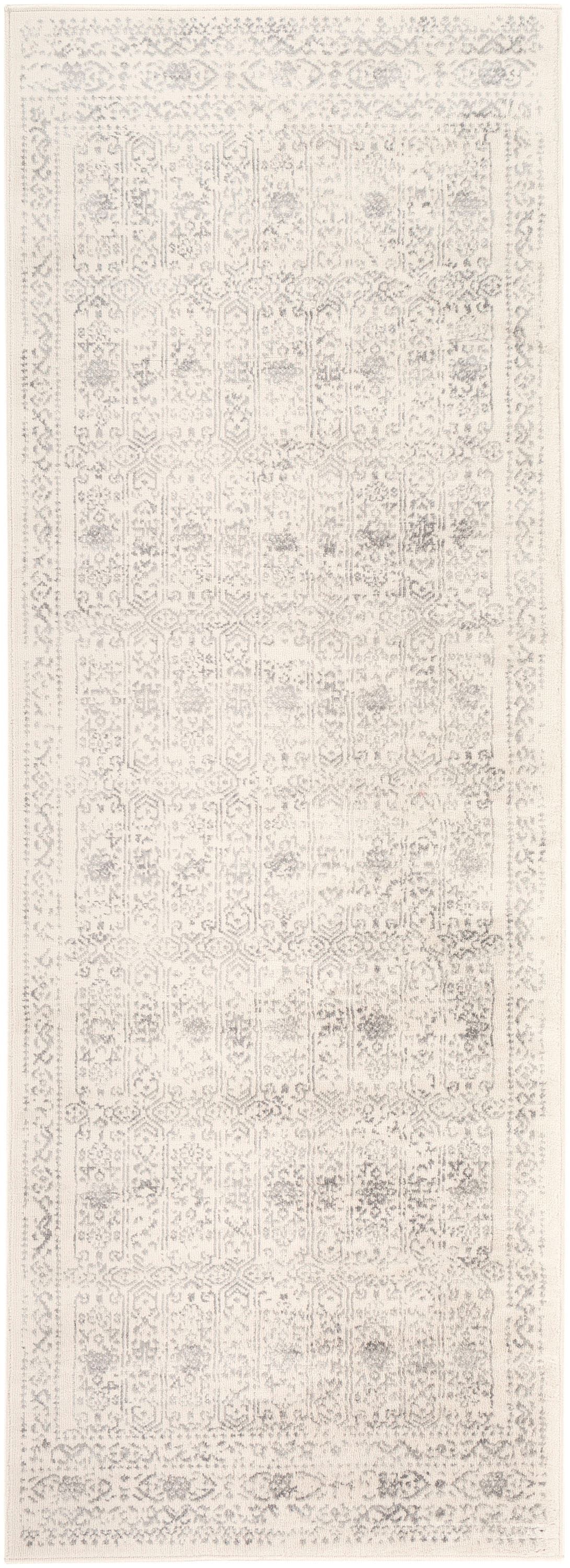 Gray Reversible Synthetic Runner Rug 2'7" x 7'3"