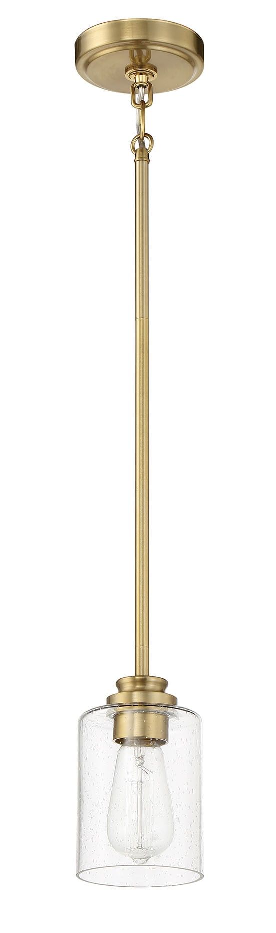 Elegant Mini Pendant Light in Satin Brass with Glass Shade
