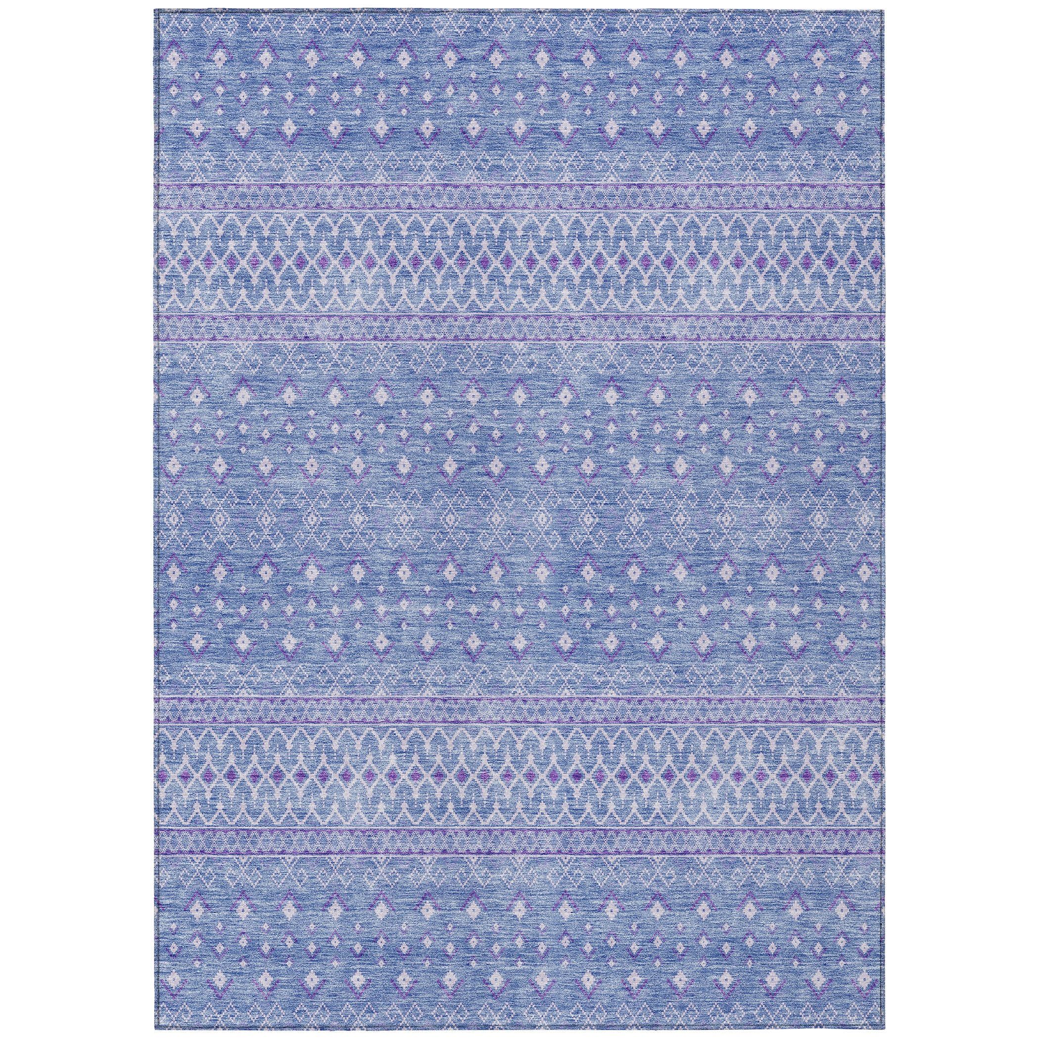 Sky Blue Synthetic Flat Woven 8' x 10' Bohemian Rug