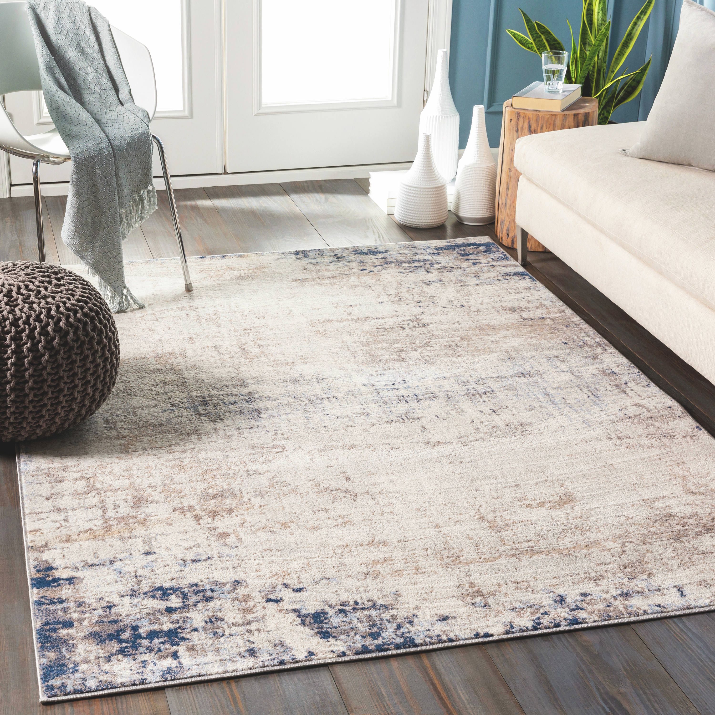 Taupe Rectangular Synthetic Easy Care Medium Pile Rug