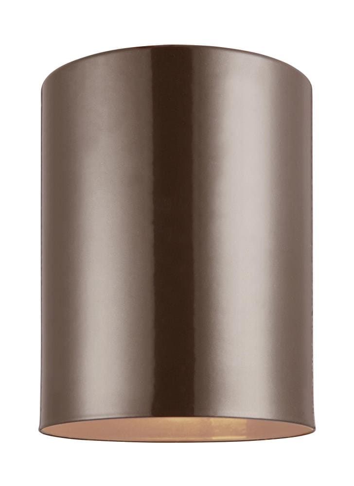 Transitional Bronze Aluminum Outdoor Cylinder Flush Mount Light
