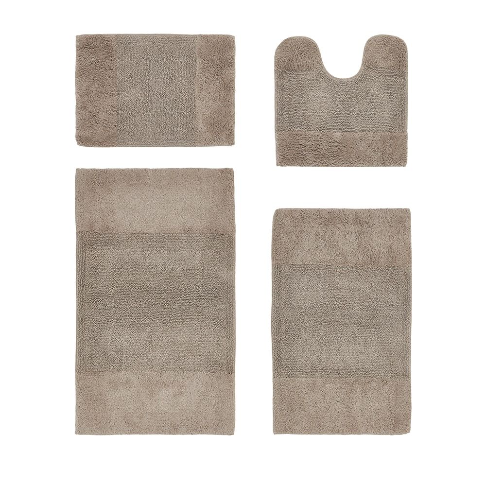 Granada Sand Cotton Bath Rug Set with Anti-Skid Features