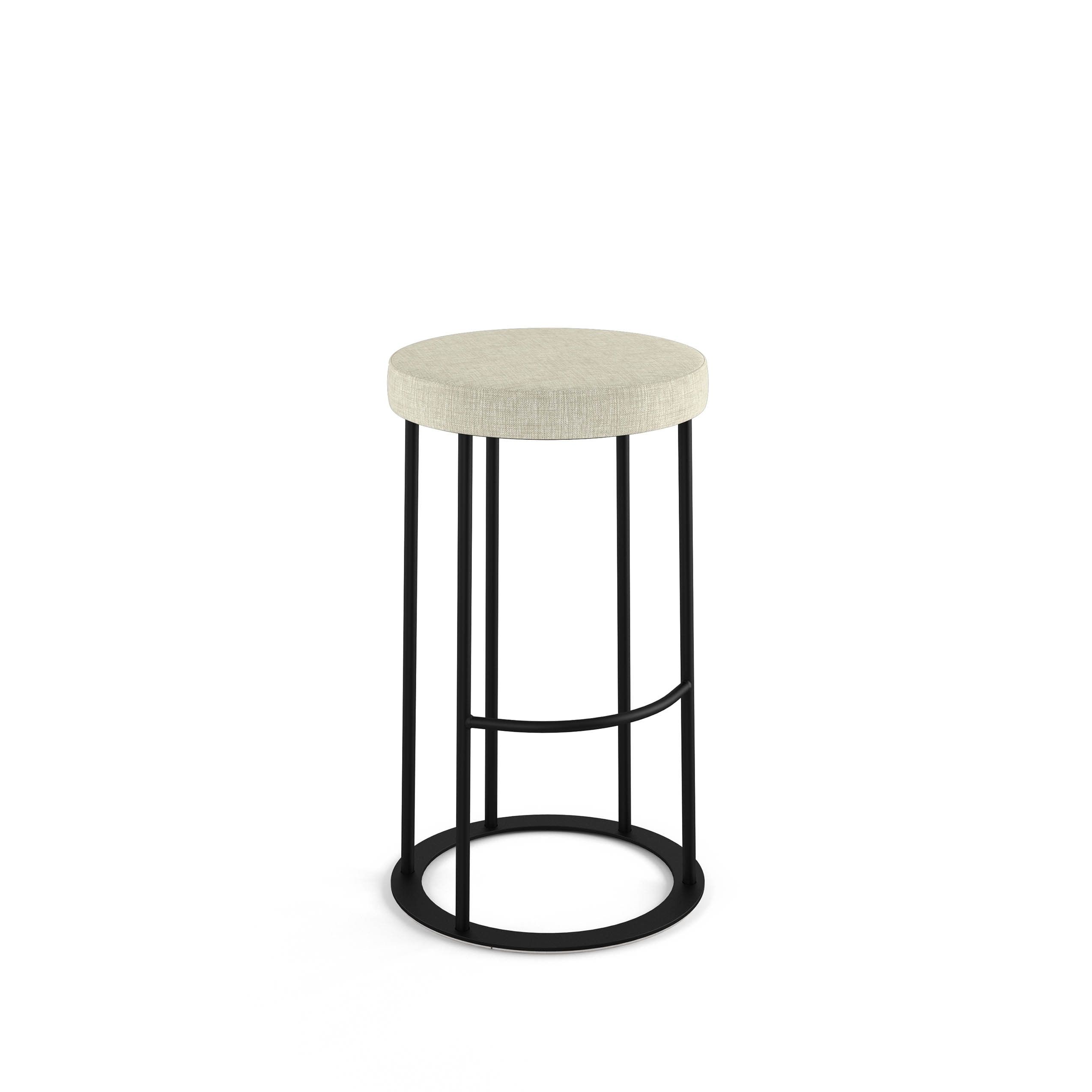 Sleek Modern 26'' Backless Counter Stool in Beige and Black Metal