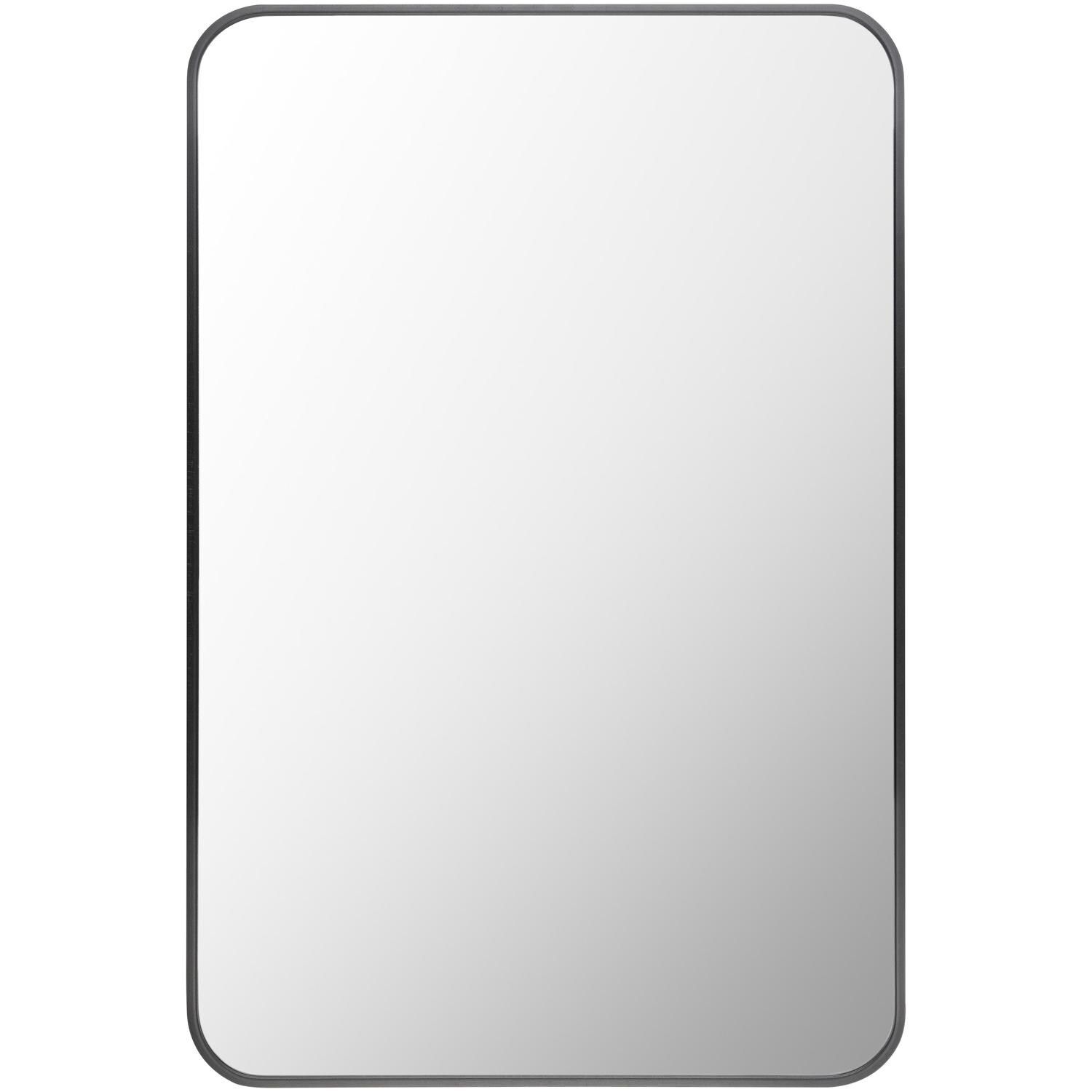 Elegant Rectangular Mirror with Brushed Silver and Gold Finish