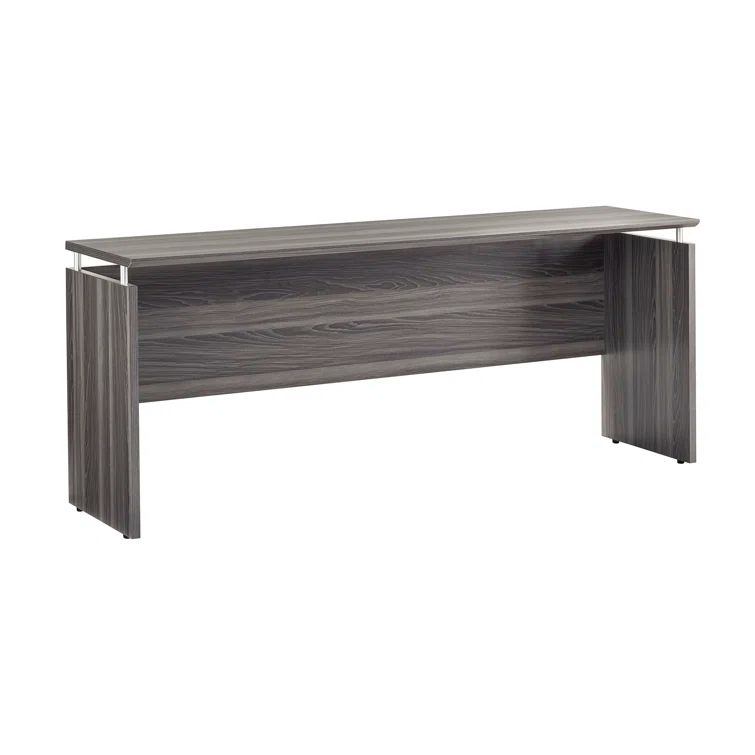 Maya Executive Gray Steel Laminate Credenza Desk with Filing Cabinet