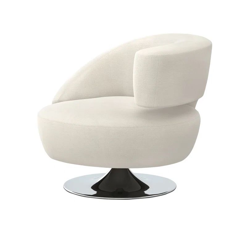 Isabella Pearl Gray Swivel Barrel Chair with Polished Nickel Finish