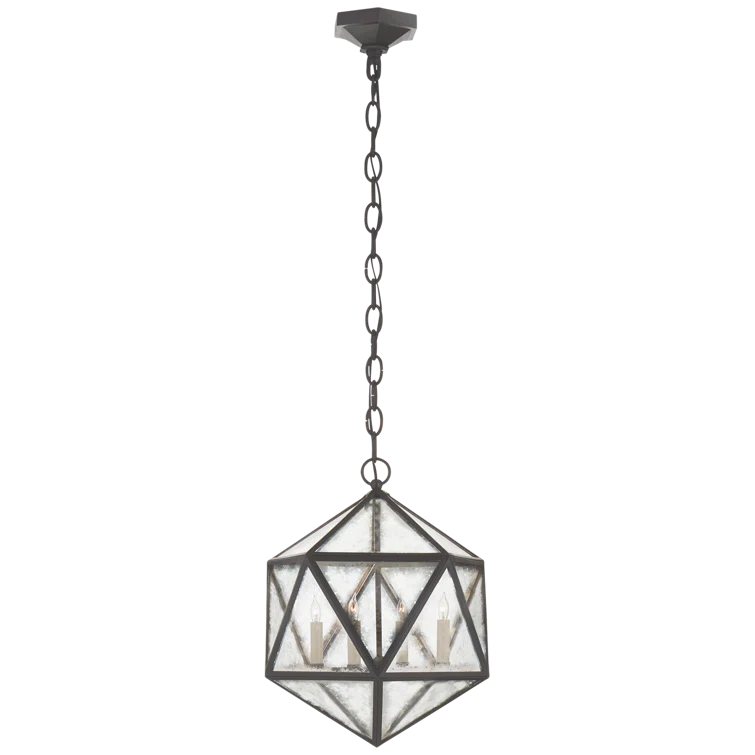 Zeno Aged Iron 20" Indoor/Outdoor 4-Light Glass Island Chandelier