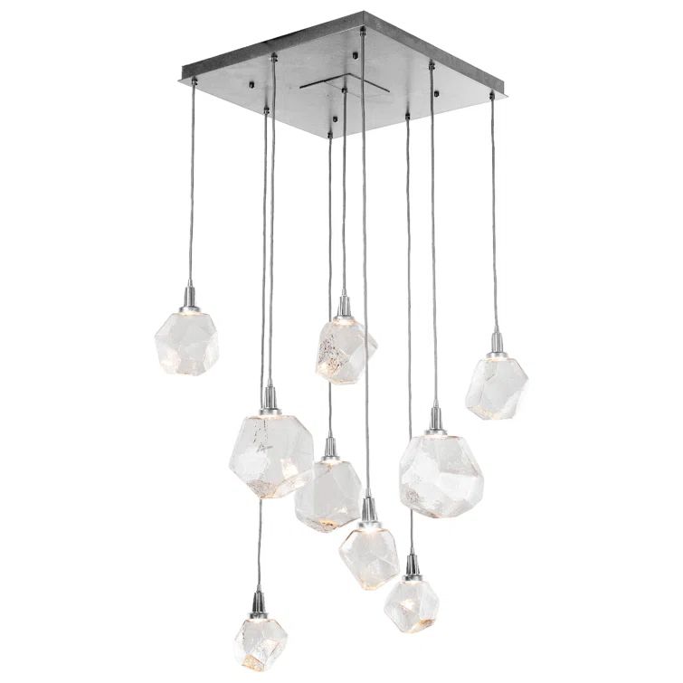 Satin Nickel 30" Glass Drum Pendant Light with LED