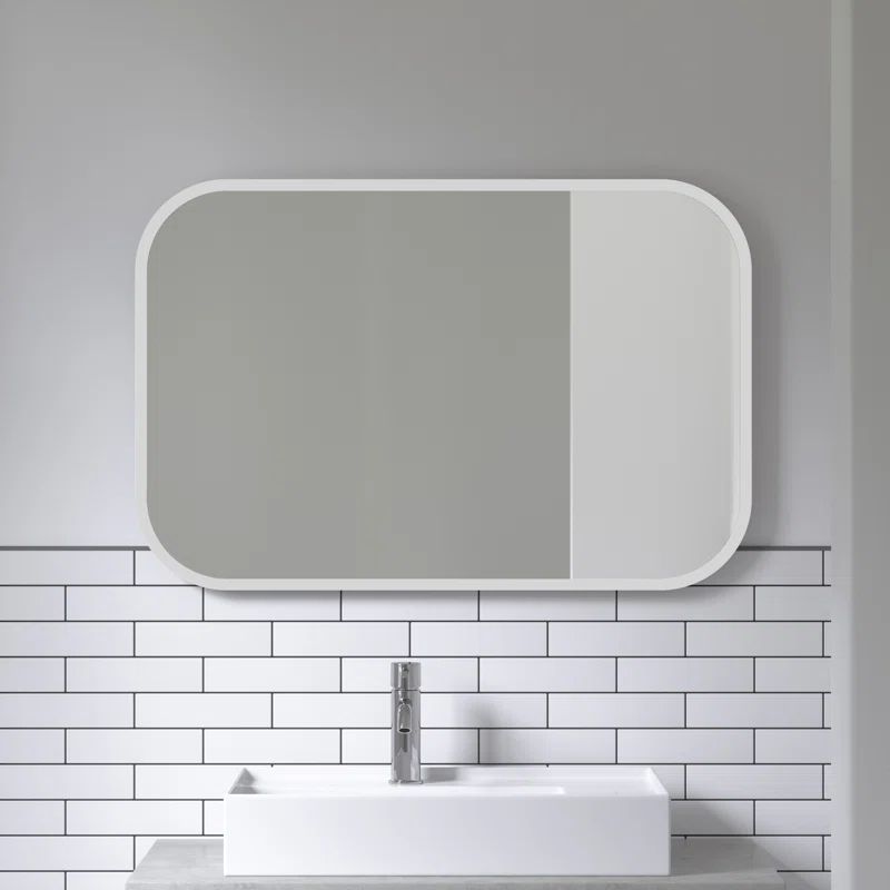 Modern Black Rubber Rim Full-Length Rectangular Mirror