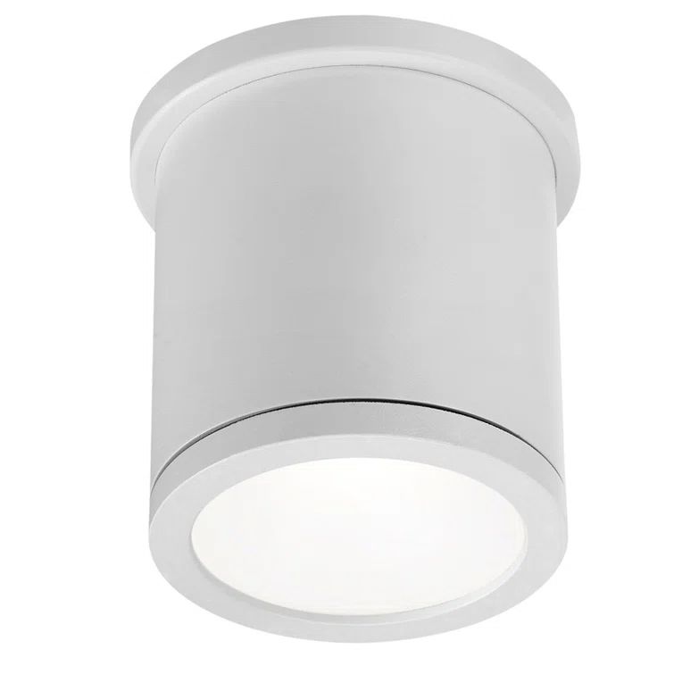 Sleek Cylindrical White Aluminum LED Flush Mount Light, Energy Star