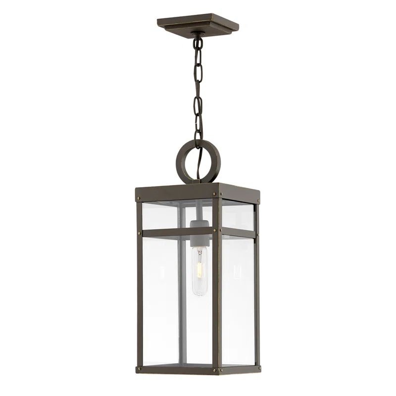 Oil Rubbed Bronze Outdoor Hanging Lantern with Clear Glass