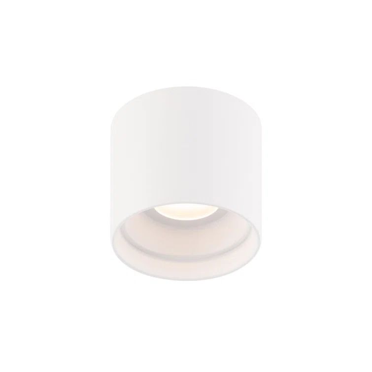 Squat Frosted White Glass Cylinder Outdoor Flush Mount Light