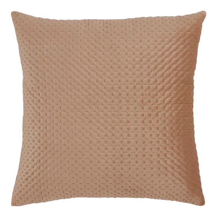 Beige Pinsonic Velvet 18" Square Throw Pillow