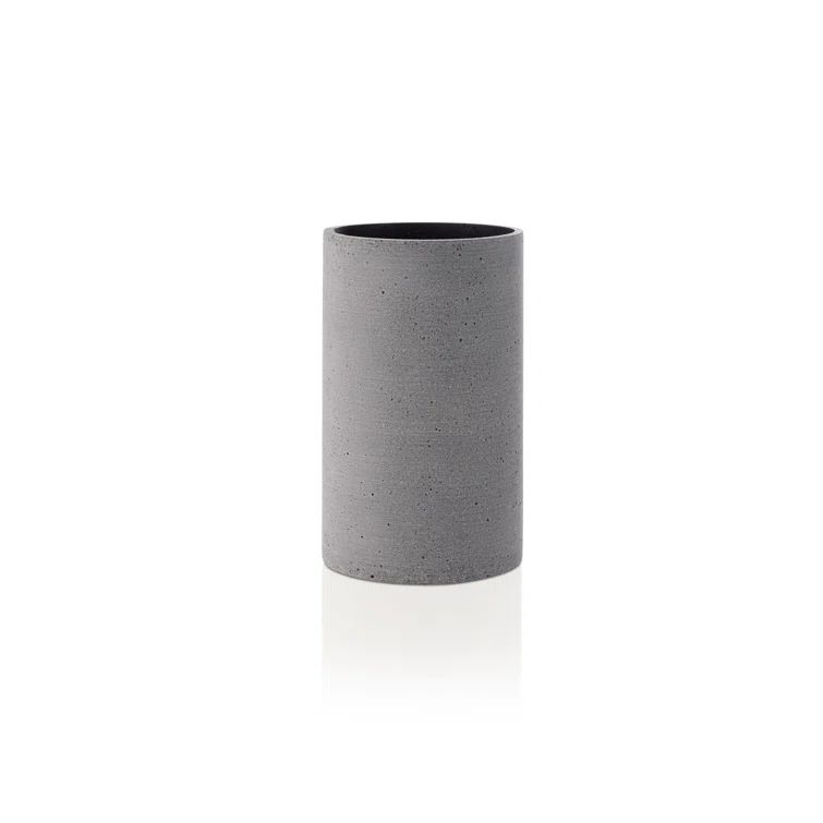 Elegant Bouquet Metal Table Vase in Dark Gray, Round Shape