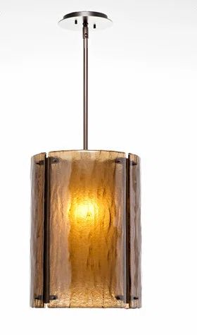 Textured Glass Oversized Bronze Pendant Light - Matte Black Finish