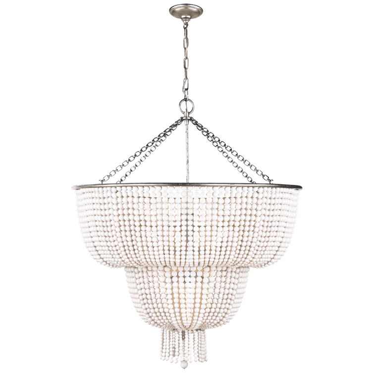 Jacqueline Burnished Silver Two-Tier 12-Light Beaded Chandelier