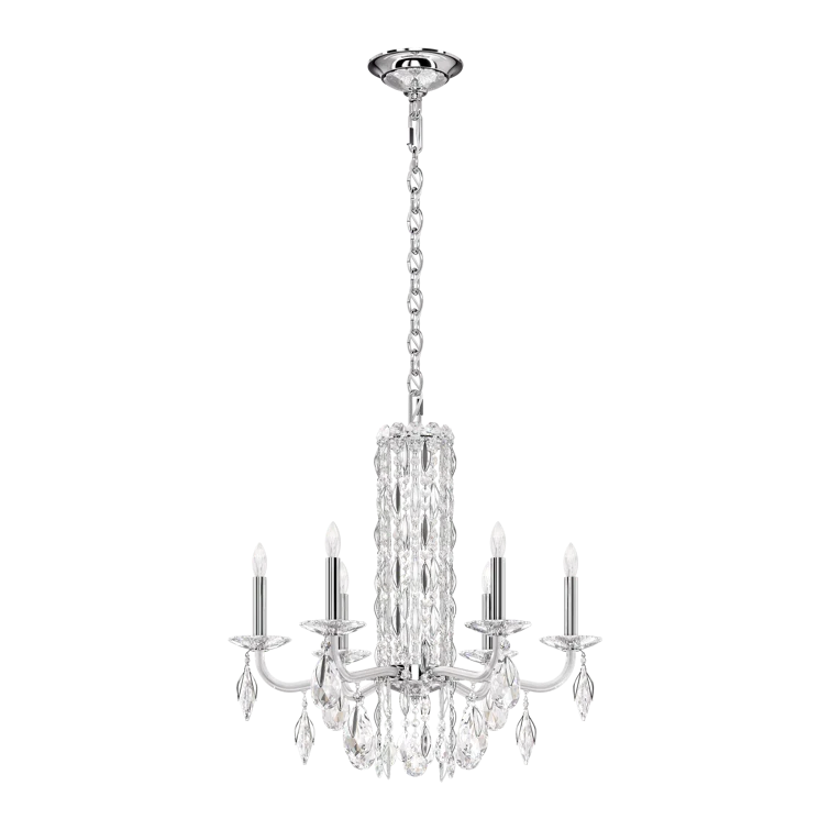 Sarella Stainless Steel 6-Light Traditional Chandelier with Clear Crystals
