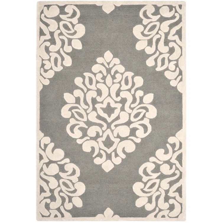 Gray and White Tufted Wool Reversible Area Rug