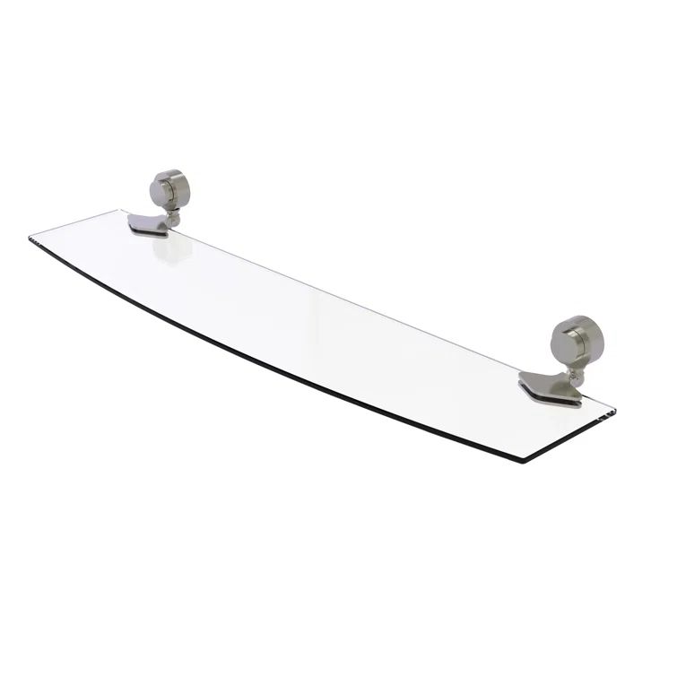 18-Inch Satin Nickel and Glass Wall Shelf