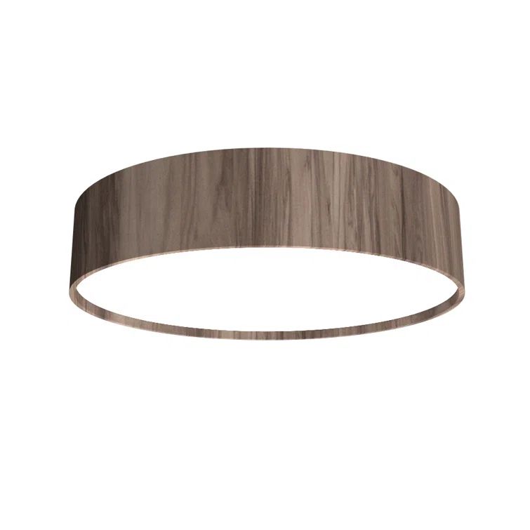 American Walnut Teak LED Flush Mount Ceiling Light