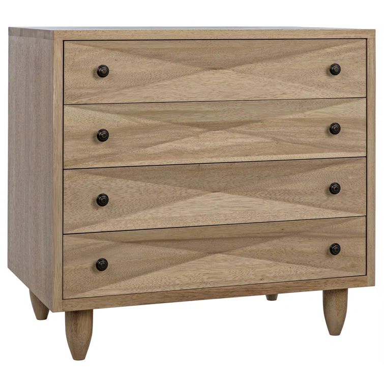 Noir Diamond Mid-Century Washed Walnut Double Dresser